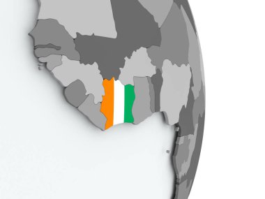 Fildişi Sahili Haritası bayrak ile