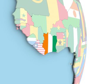 Fildişi Sahili ile dünya üzerinde bayrak