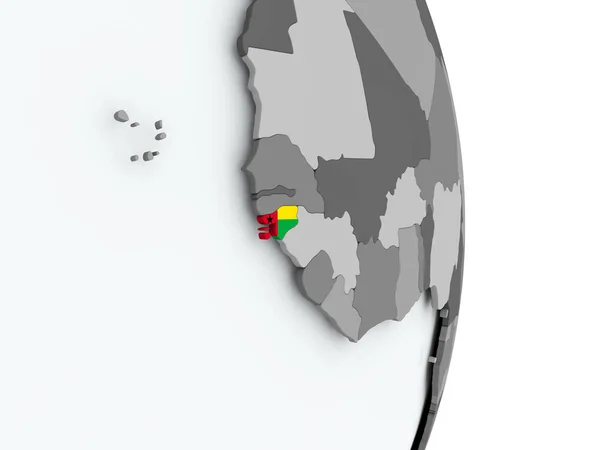 Mapa da Guiné-Bissau com bandeira — Fotografia de Stock