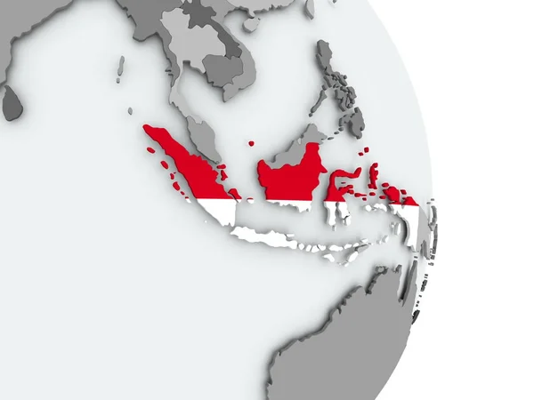 Karta över Indonesien med flagga — Stockfoto