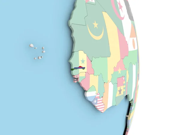 Gambia z flagą na całym świecie — Zdjęcie stockowe