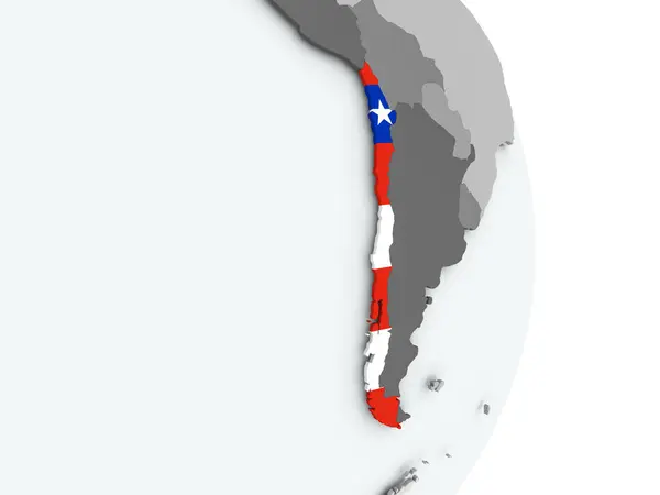 Mapa do Chile com bandeira — Fotografia de Stock