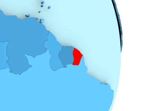 Mapa de Guayana Francesa en rojo — Foto de Stock