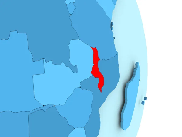 Mapa z Malawi na czerwono — Zdjęcie stockowe
