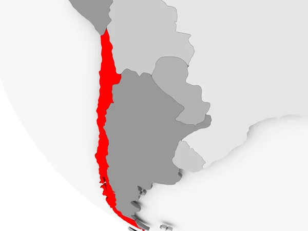 Mapa z Chile w kolorze czerwonym — Zdjęcie stockowe