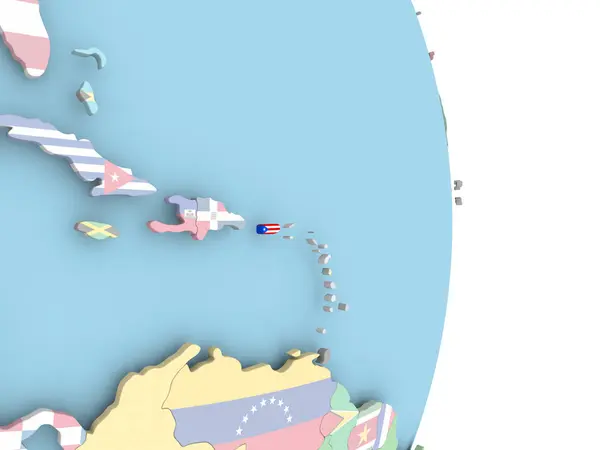 Пуэрто-Рико с флагом на планете — стоковое фото