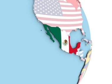 Dünya üzerinde bayrak ile Grönland