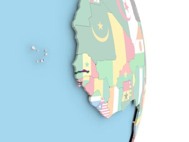 Gambiya dünya üzerinde bayrak ile
