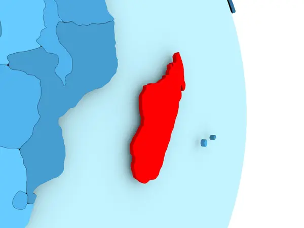 Mapa de Madagascar en rojo — Foto de Stock