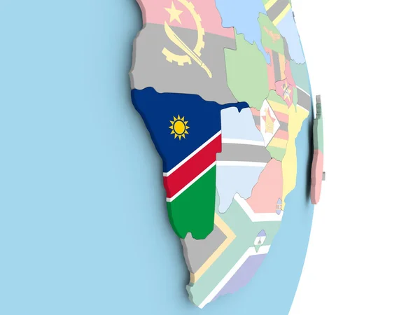 Namibia dengan bendera di dunia — Stok Foto