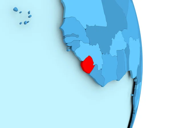 빨간색으로 시에라리온의 지도 — 스톡 사진