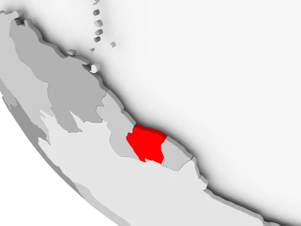 红色的苏里南地图 — 图库照片