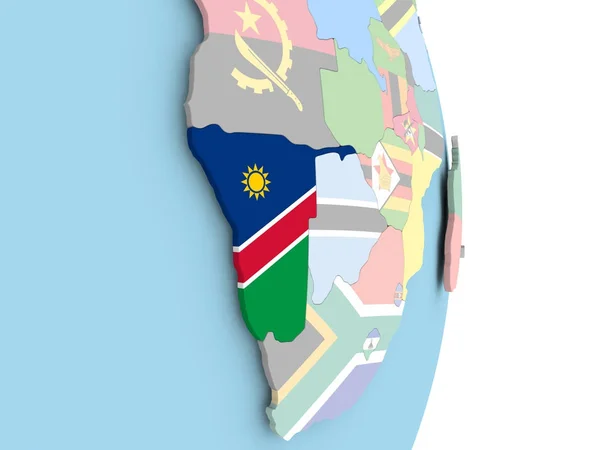 Namibia con bandiera sul globo — Foto Stock