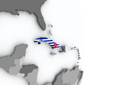 Küba Haritası bayrak ile