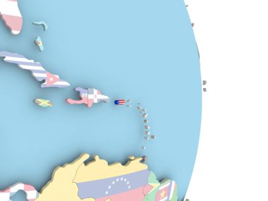 Porto Riko dünya üzerinde bayrak ile