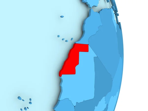 Mapa de Sahara Occidental en rojo — Foto de Stock