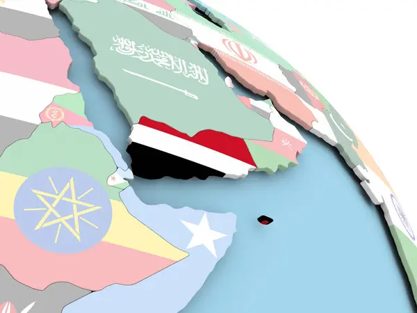 Bandera de Yemen en el mundo —  Fotos de Stock