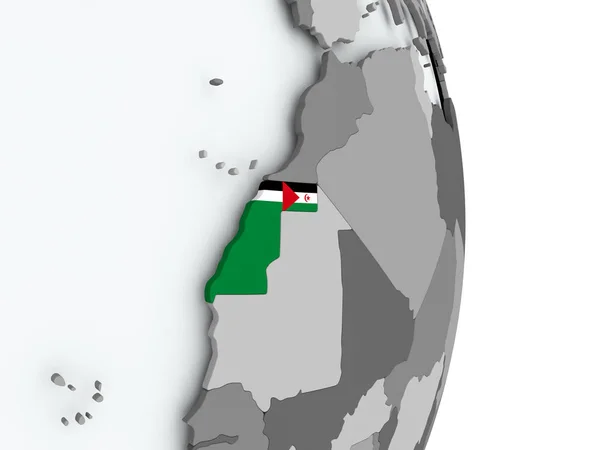 Mappa del Sahara occidentale con la bandiera — Foto Stock