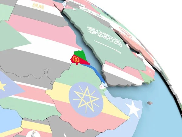 Флаг Эритреи на земном шаре — стоковое фото