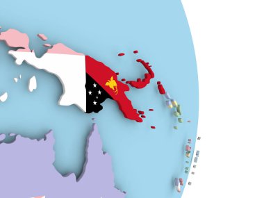 Papua Yeni Gine dünya üzerinde bayrak ile