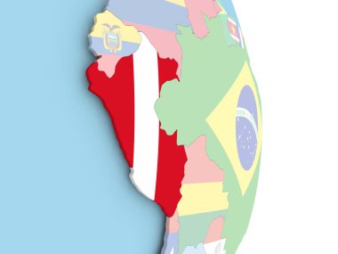 Dünya üzerinde bayrak ile Peru