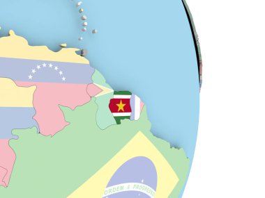 Surinam dünya üzerinde bayrak ile