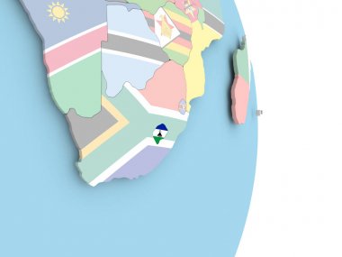 Lesotho dünya üzerinde bayrak ile