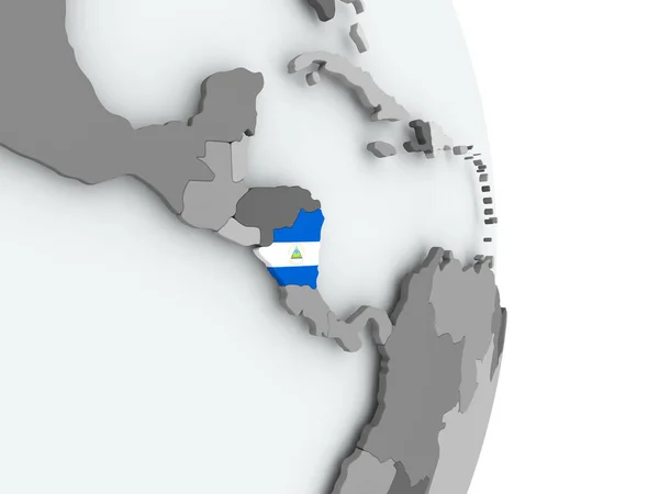 Χάρτης της Νικαράγουα με σημαία — Φωτογραφία Αρχείου