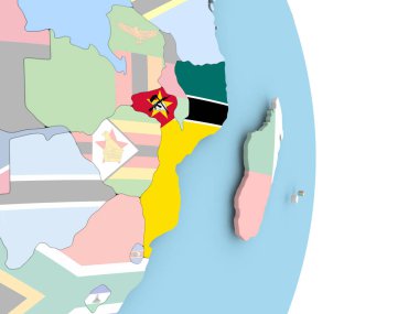 Mozambik dünya üzerinde bayrak ile