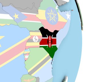 Dünya üzerinde bayrak ile Kenya