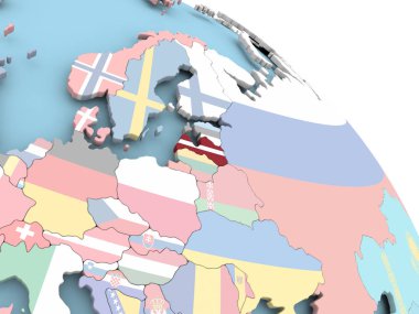 Letonya bayrağı dünya üzerinde