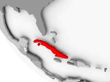 Küba Haritası kırmızı