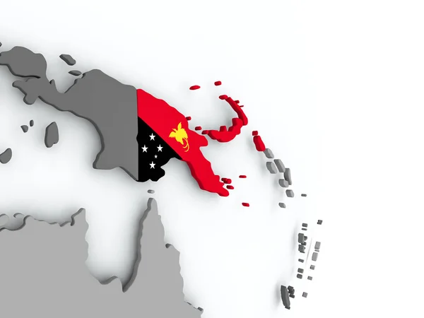 Mapa da Papua-Nova Guiné com bandeira — Fotografia de Stock