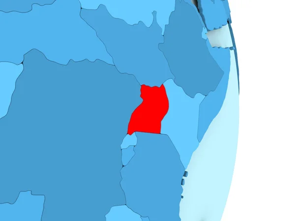 Mapa Ugandy v červené barvě — Stock fotografie