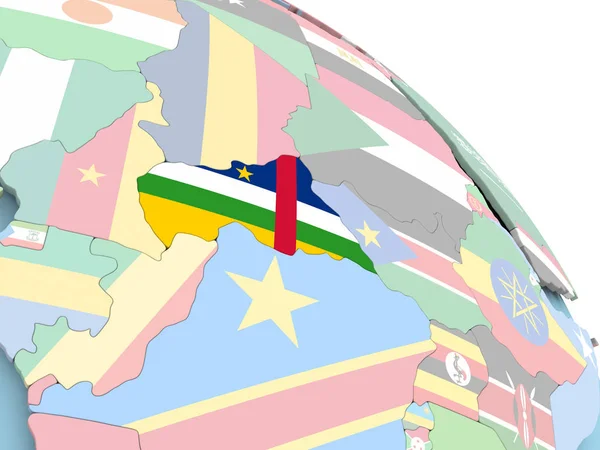 지구에 중앙 아프리카 공화국의 국기 — 스톡 사진