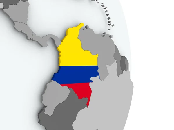 Kaart van Colombia met vlag — Stockfoto