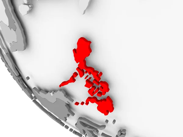 Χάρτης των Φιλιππίνων στο κόκκινο — Φωτογραφία Αρχείου
