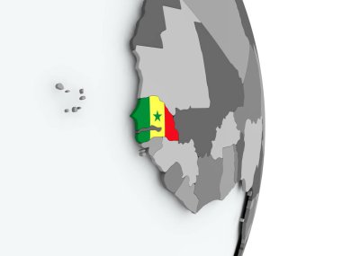 senegal Haritası bayrak ile
