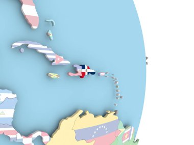 Dominik Cumhuriyeti dünya üzerinde bayrak ile