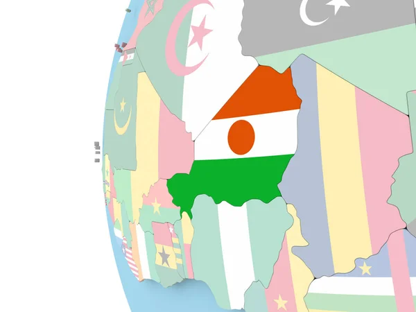 Bandiera del Niger sul globo politico — Foto Stock