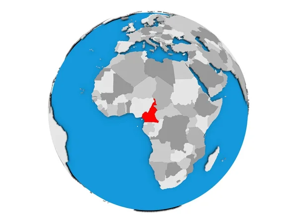 Camarões no globo isolado — Fotografia de Stock