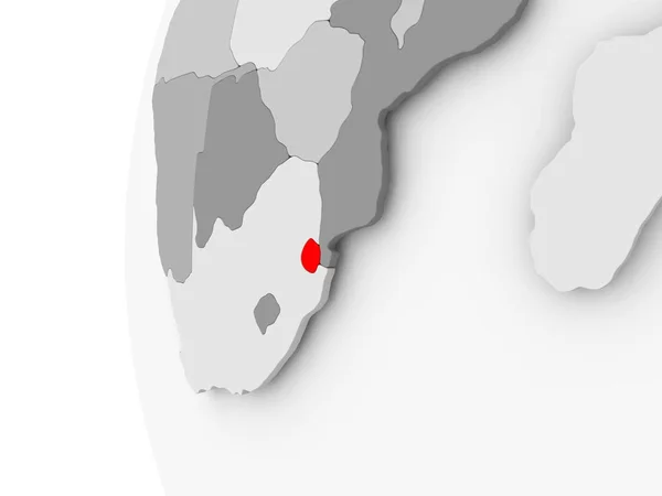 Swaziland on grey globe — Stock Photo, Image