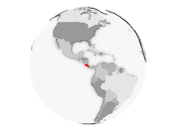 Коста-Ріки на сірий земної кулі, ізольовані — стокове фото