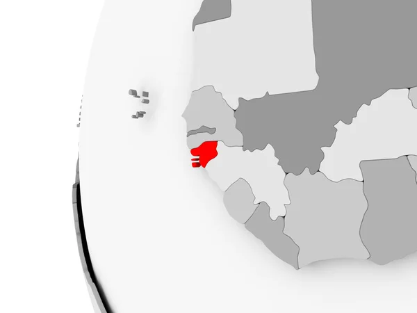 Guinea-Bissau på grå jordglob — Stockfoto