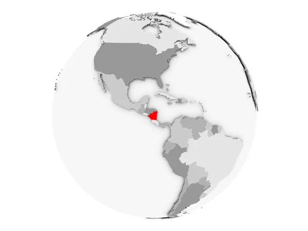 尼加拉瓜孤立的灰色地球上 — 图库照片