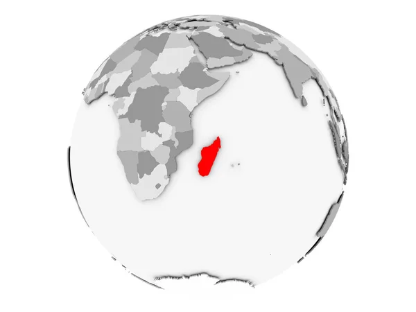 Madagascar on grey globe isolated — Stock Photo, Image