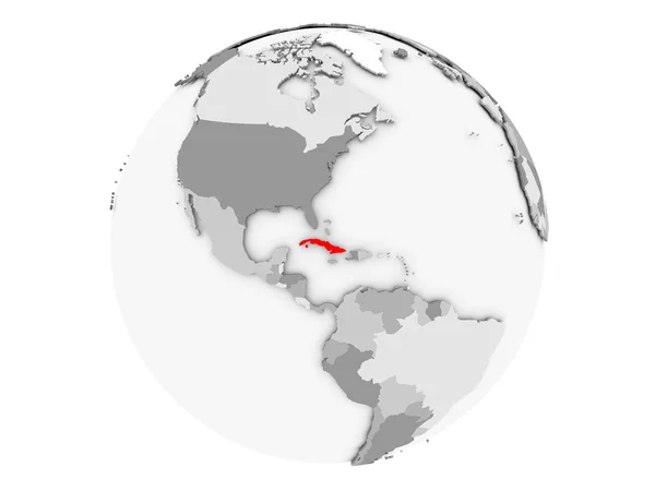 Cuba on grey globe isolated — Stock Photo, Image