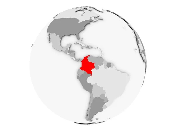 Colombia on grey globe isolated — Stock Photo, Image