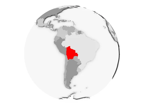 Boliwia na szary glob na białym tle — Zdjęcie stockowe