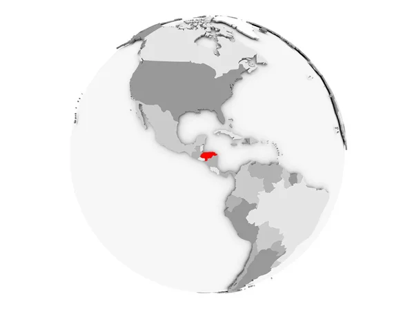 Honduras sobre globo cinzento isolado — Fotografia de Stock